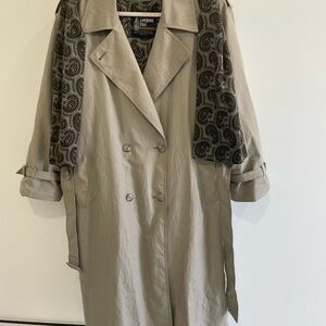 London Fog Beige Trench Coat with Paisley Accents